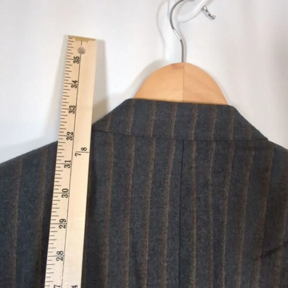 Ermenegildo Zegna Suzzara Wool Blazer Mens 44‎ Long Charcoal Striped Sport USA - Picture 10 of 14